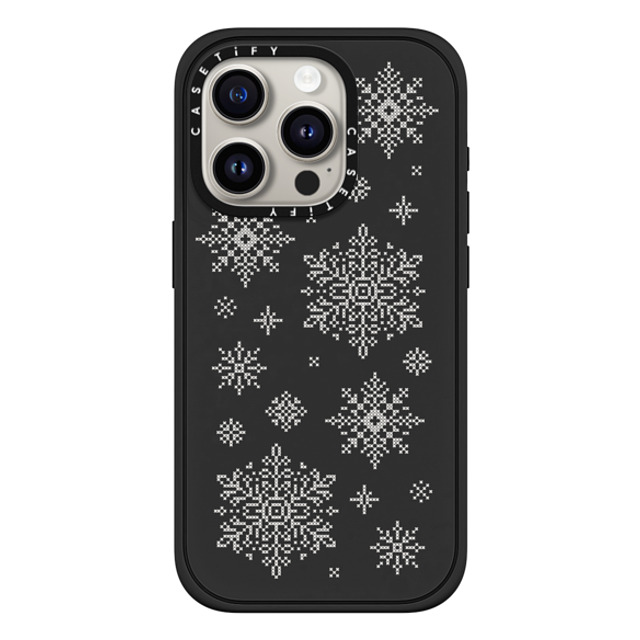 CASETiFY iPhone 15 Pro ケース マットブラック インパクトケース MagSafe対応 Needlepoint Snowflakes casetify_artist