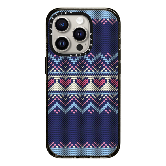 CASETiFY iPhone 15 Pro ケース ブラック インパクトケース Blue Fair Isle Sweater casetify_artist