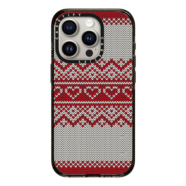 CASETiFY iPhone 15 Pro ケース ブラック インパクトケース Red Fair Isle Sweater casetify_artist