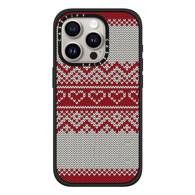 CASETiFY iPhone 15 Pro ケース マットブラック インパクトケース MagSafe対応 Red Fair Isle Sweater casetify_artist