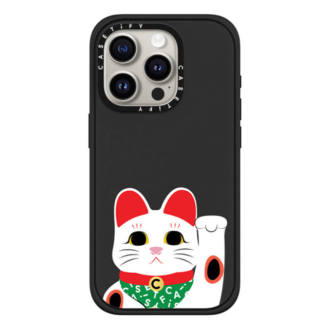 CASETiFY iPhone 15 Pro ケース マットブラック インパクトケース MagSafe対応 Waving Lucky Cat casetify_artist