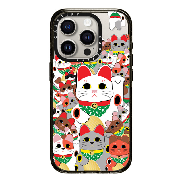 CASETiFY iPhone 15 Pro ケース ブラック インパクトケース Lucky Cat Parade casetify_artist