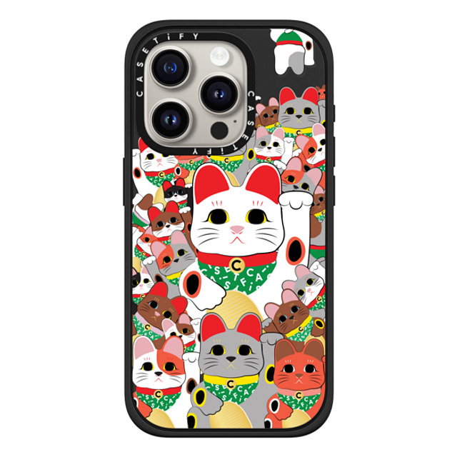 CASETiFY iPhone 15 Pro ケース マットブラック インパクトケース MagSafe対応 Lucky Cat Parade casetify_artist