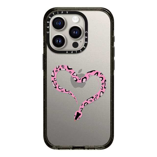 CASETiFY iPhone 15 Pro ケース ブラック インパクトケース Pink Heart Snake casetify_artist