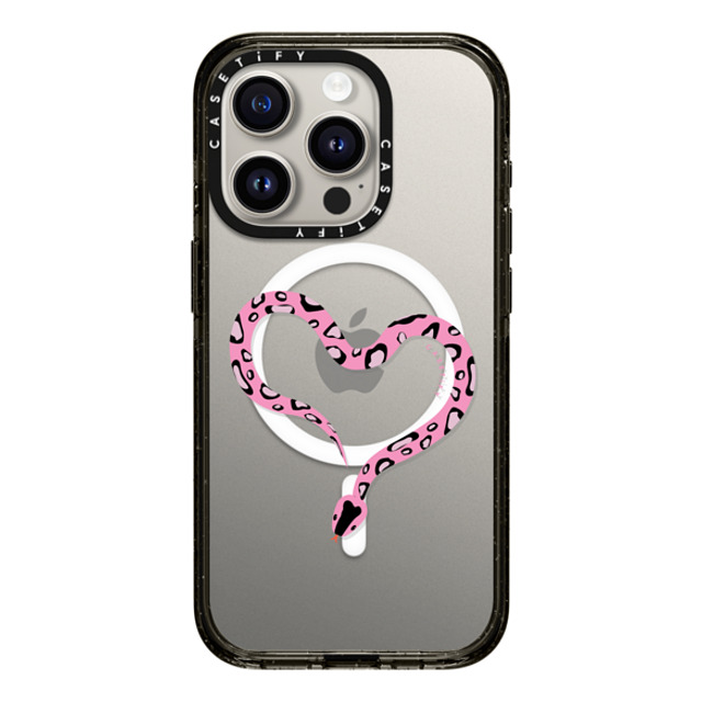 CASETiFY iPhone 15 Pro ケース ブラック インパクトケース MagSafe対応 Pink Heart Snake casetify_artist