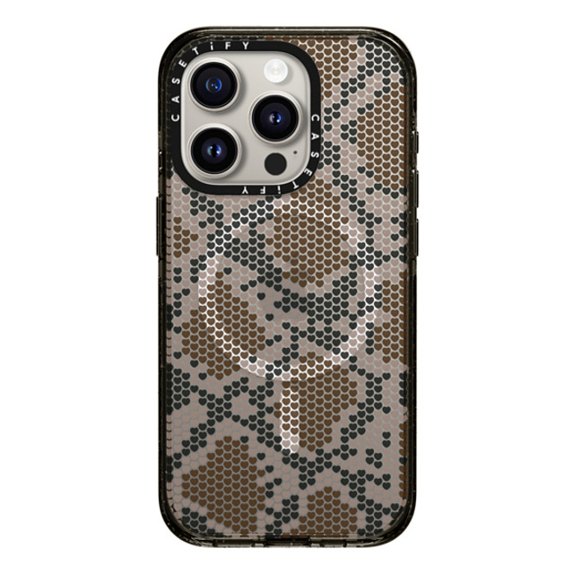 CASETiFY iPhone 15 Pro ケース ブラック インパクトケース MagSafe対応 Brown Heart Snake Print casetify_artist