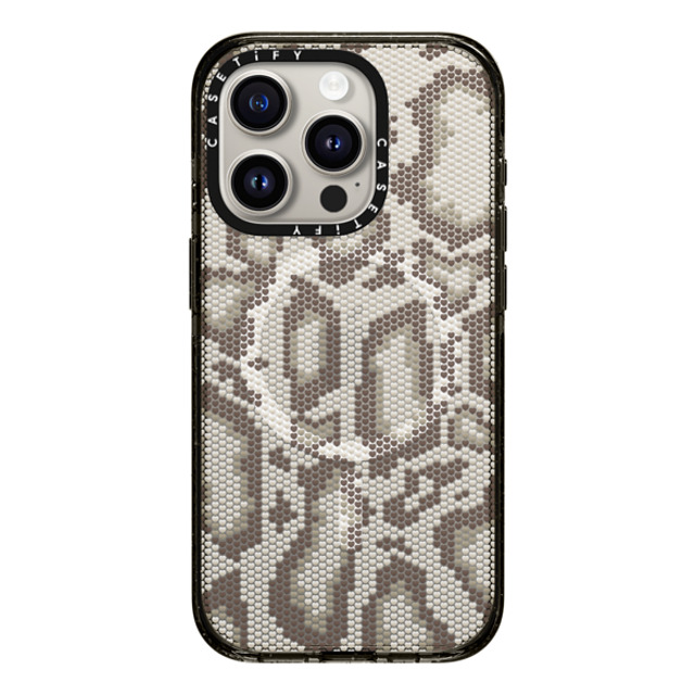 CASETiFY iPhone 15 Pro ケース ブラック インパクトケース MagSafe対応 Beige Heart Snake Print casetify_artist