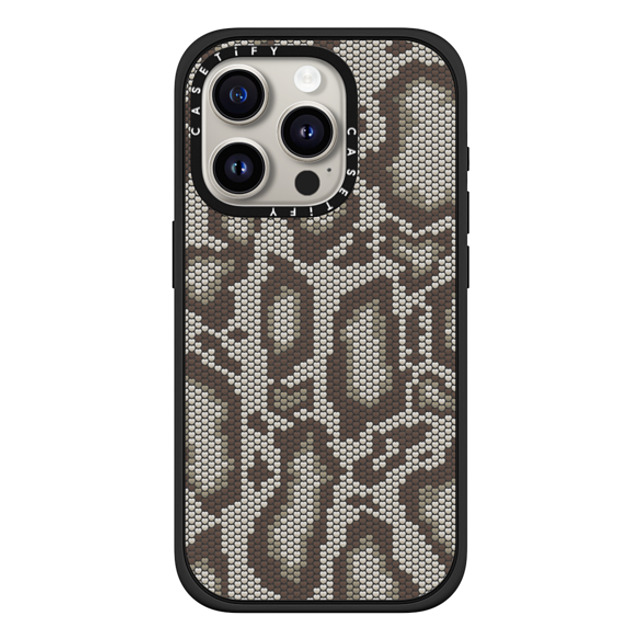 CASETiFY iPhone 15 Pro ケース マットブラック インパクトケース MagSafe対応 Beige Heart Snake Print casetify_artist