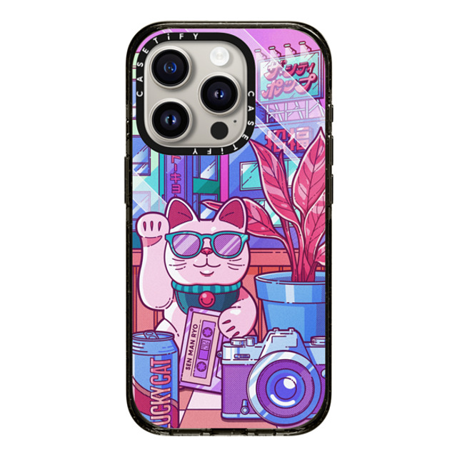 CASETiFY iPhone 15 Pro ケース ブラック インパクトケース Lucky Cat City Pop casetify_artist