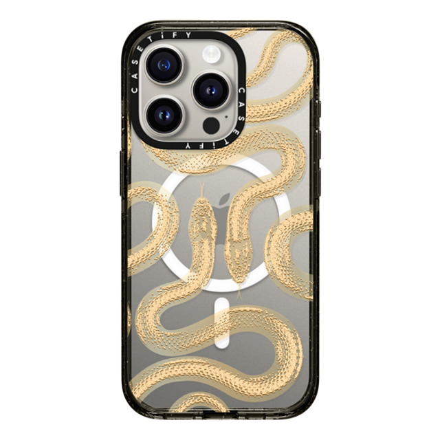 CASETiFY iPhone 15 Pro ケース ブラック インパクトケース MagSafe対応 Gold Kingsnake casetify_artist