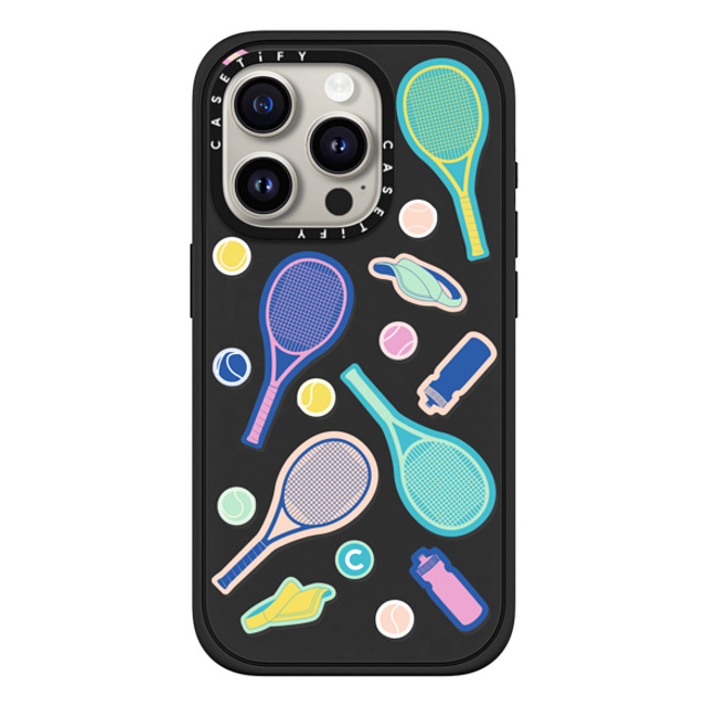 CASETiFY iPhone 15 Pro ケース マットブラック インパクトケース MagSafe対応 Tennis Stickers casetify_artist