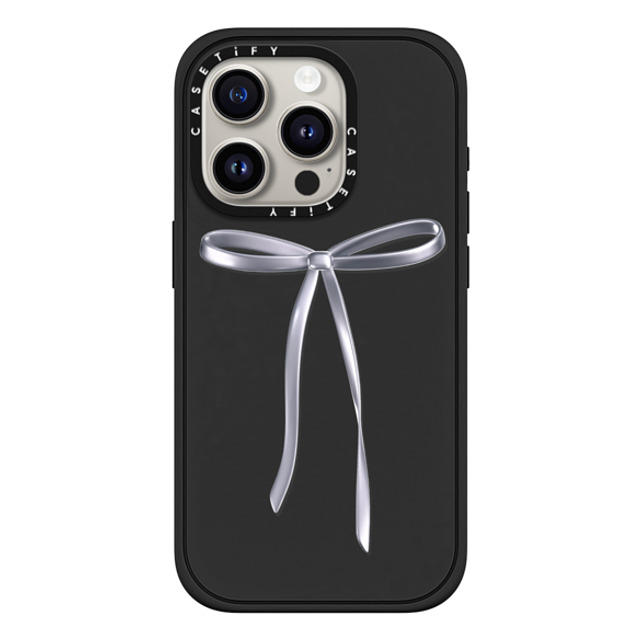 CASETiFY iPhone 15 Pro ケース マットブラック インパクトケース MagSafe対応 Ribbon,Bowcore Ribbon,Bowcore,Coquette Chrome Ribbon Back to School CASETiFY iPhone 15 Pro ケース マットブラック インパクトケース MagSafe対応 Ribbon,Bowcore Ribbon,Bowcore,Coquette Chrome Ribbon Back to School