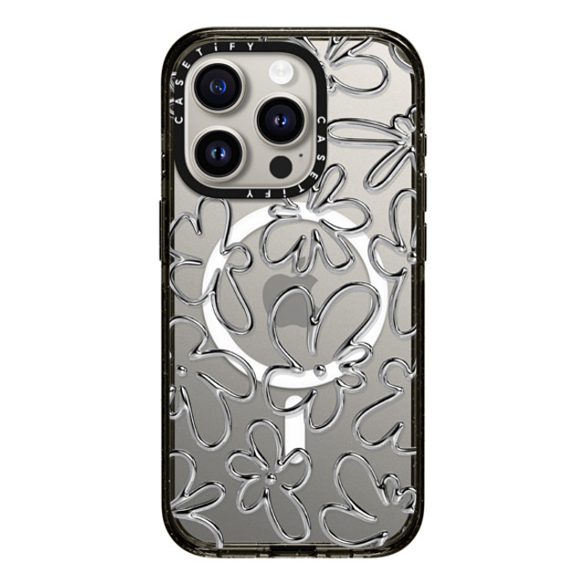 CASETiFY iPhone 15 Pro ケース ブラック インパクトケース MagSafe対応 Chrome Flower casetify_artist Back to School CASETiFY iPhone 15 Pro ケース ブラック インパクトケース MagSafe対応 Chrome Flower casetify_artist Back to School