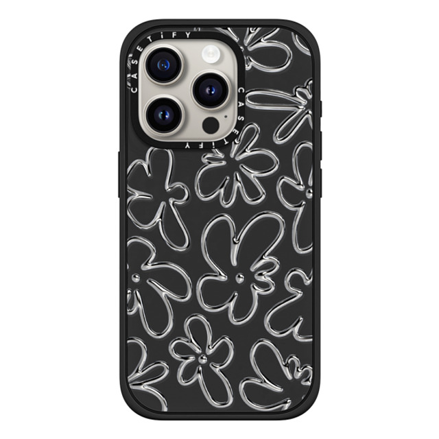 CASETiFY iPhone 15 Pro Case Matte Black Impact Case MagSafe Compatible Chrome Flower casetify_artist Back to School CASETiFY iPhone 15 Pro Case Matte Black Impact Case MagSafe Compatible Chrome Flower casetify_artist Back to School