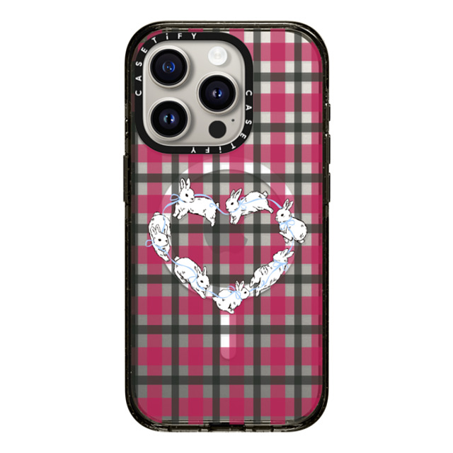 CASETiFY iPhone 15 Pro ケース ブラック インパクトケース MagSafe対応 Heart,Bunny Animal,Bunny,Heart,Love Bunnies Love Plaid Back to School CASETiFY iPhone 15 Pro ケース ブラック インパクトケース MagSafe対応 Heart,Bunny Animal,Bunny,Heart,Love Bunnies Love Plaid Back to School