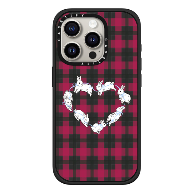 CASETiFY iPhone 15 Pro ケース マットブラック インパクトケース MagSafe対応 Heart,Bunny Animal,Bunny,Heart,Love Bunnies Love Plaid Back to School CASETiFY iPhone 15 Pro ケース マットブラック インパクトケース MagSafe対応 Heart,Bunny Animal,Bunny,Heart,Love Bunnies Love Plaid Back to School