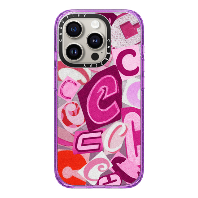 CASETiFY iPhone 15 Pro Case Glitter Purple Impact Case MagSafe Compatible Pop Art ポップアート C Collage Back to School CASETiFY iPhone 15 Pro Case Glitter Purple Impact Case MagSafe Compatible Pop Art ポップアート C Collage Back to School