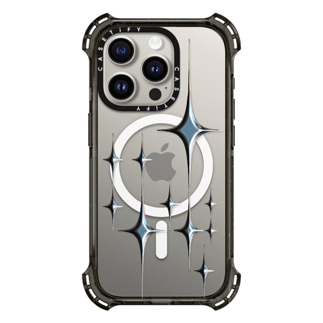 CASETiFY iPhone 15 Pro ケース ブラック バウンスケース Star Star Chrome Sparkles - Graphite Father's Day CASETiFY iPhone 15 Pro ケース ブラック バウンスケース Star Star Chrome Sparkles - Graphite Father's Day