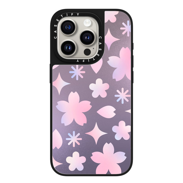 CASETiFY iPhone 15 Pro Case Silver on Black ミラーケース MagSafe対応 Shiny Sakura Pattern Purple casetify_artist CASETiFY iPhone 15 Pro Case Silver on Black ミラーケース MagSafe対応 Shiny Sakura Pattern Purple casetify_artist