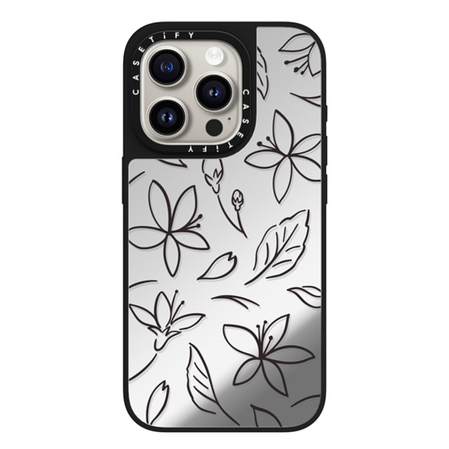 CASETiFY iPhone 15 Pro Case Silver on Black ミラーケース MagSafe対応 フローラル Monochrome Sakura CASETiFY iPhone 15 Pro Case Silver on Black ミラーケース MagSafe対応 フローラル Monochrome Sakura