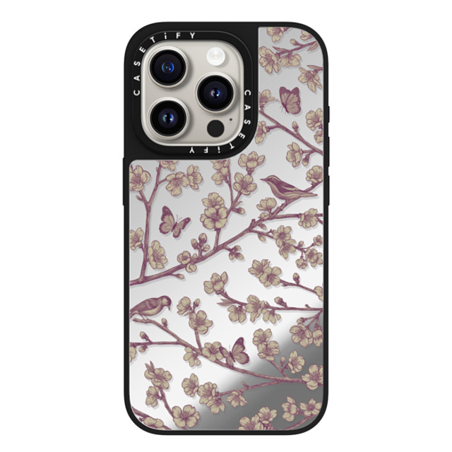 CASETiFY iPhone 15 Pro Case Silver on Black ミラーケース MagSafe対応 フローラル Blooming Sakura Pink CASETiFY iPhone 15 Pro Case Silver on Black ミラーケース MagSafe対応 フローラル Blooming Sakura Pink