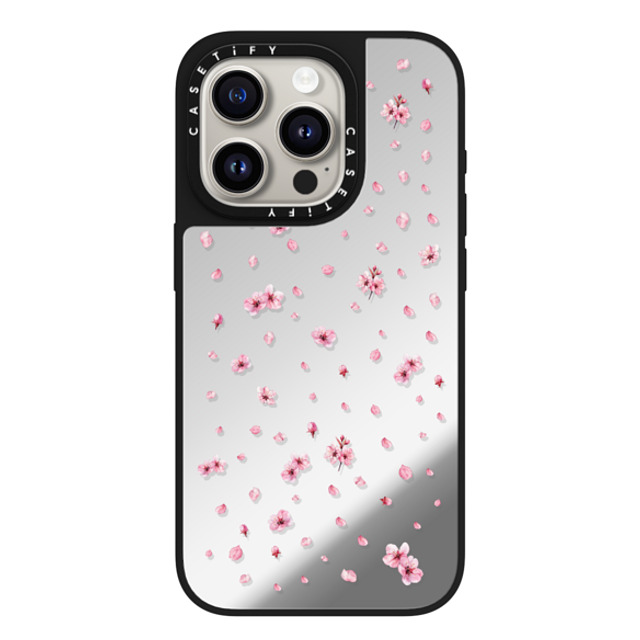 CASETiFY iPhone 15 Pro Case Silver on Black ミラーケース MagSafe対応 フローラル Pressed Sakura CASETiFY iPhone 15 Pro Case Silver on Black ミラーケース MagSafe対応 フローラル Pressed Sakura