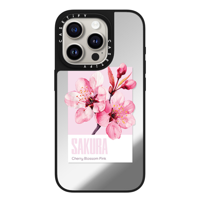 CASETiFY iPhone 15 Pro Case Silver on Black ミラーケース MagSafe対応 フローラル Sakura Color Palette CASETiFY iPhone 15 Pro Case Silver on Black ミラーケース MagSafe対応 フローラル Sakura Color Palette