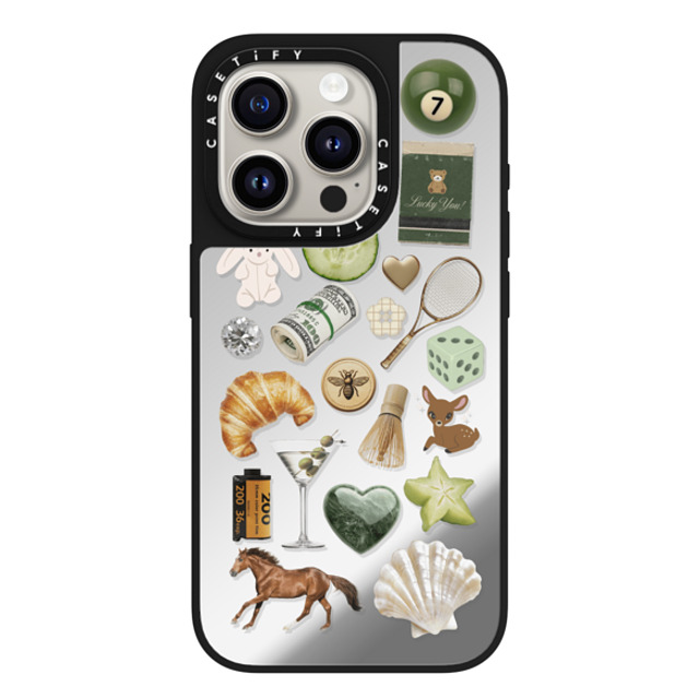 CASETiFY iPhone 15 Pro Case Silver on Black ミラーケース MagSafe対応 Opulence Luck Club casetify_artist CASETiFY iPhone 15 Pro Case Silver on Black ミラーケース MagSafe対応 Opulence Luck Club casetify_artist
