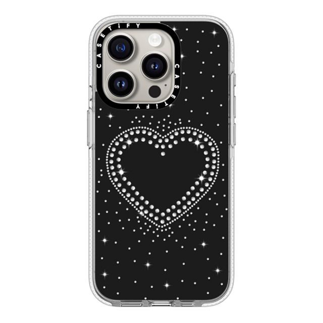 CASETiFY iPhone 15 Pro ケース クリア クリア ケース MagSafe対応 Pattern,Heart,Monochrome RHINESTONE ROMANCE
