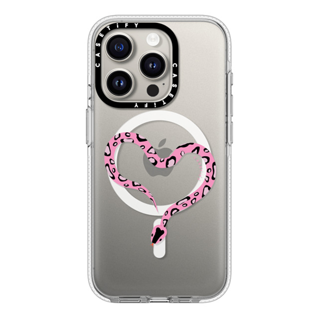 CASETiFY iPhone 15 Pro ケース クリア クリア ケース MagSafe対応 Pink Heart Snake casetify_artist