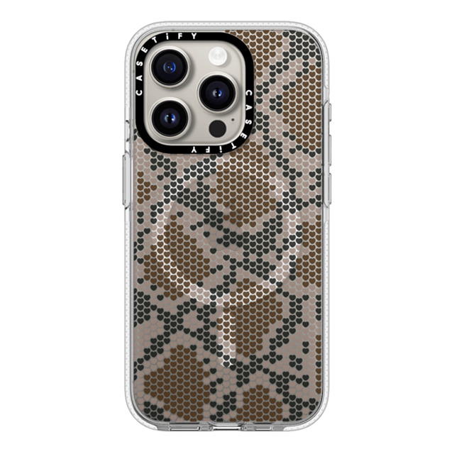 CASETiFY iPhone 15 Pro ケース クリア クリア ケース MagSafe対応 Brown Heart Snake Print casetify_artist