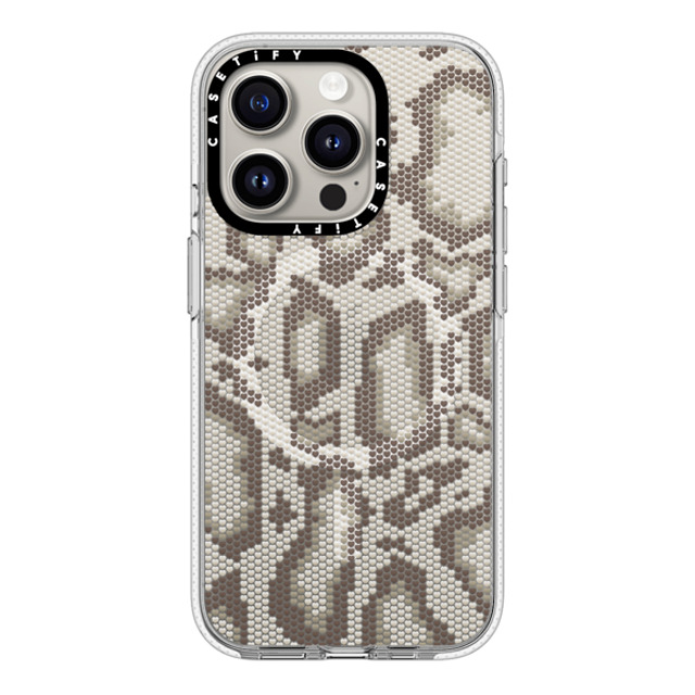 CASETiFY iPhone 15 Pro ケース クリア クリア ケース MagSafe対応 Beige Heart Snake Print casetify_artist