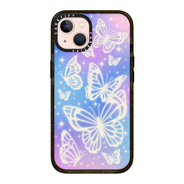 CASETiFY iPhone 13 ケース ブラック インパクトケース Butterfly,Nature,Pastel,Maximalism,Pastel,Butterfly Butterfly Aurora