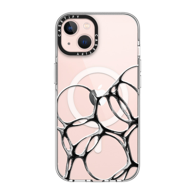 CASETiFY iPhone 13 ケース クリア クリア ケース MagSafe対応 Futurism Chrome Bubbles