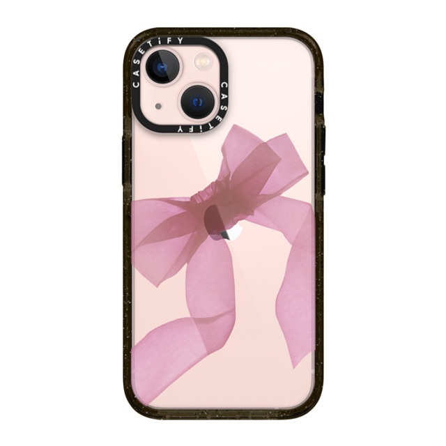 CASETiFY iPhone 13 Mini ケース ブラック インパクトケース Cottagecore Pink Organza Ribbon