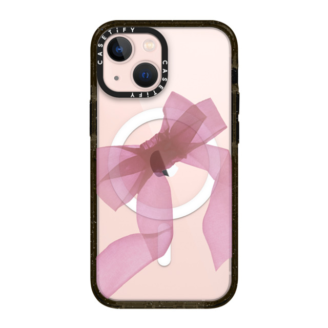 CASETiFY iPhone 13 Mini ケース ブラック インパクトケース MagSafe対応 Cottagecore Pink Organza Ribbon