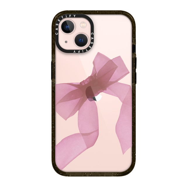 CASETiFY iPhone 13 ケース ブラック インパクトケース Cottagecore Pink Organza Ribbon