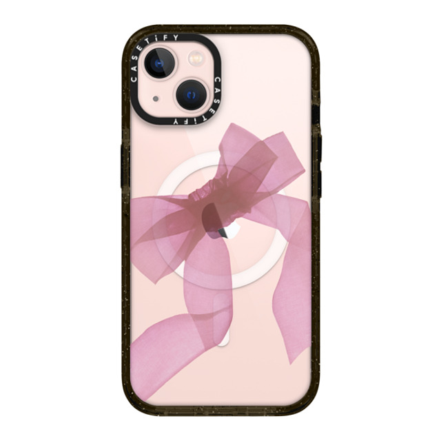 CASETiFY iPhone 13 ケース ブラック インパクトケース MagSafe対応 Cottagecore Pink Organza Ribbon