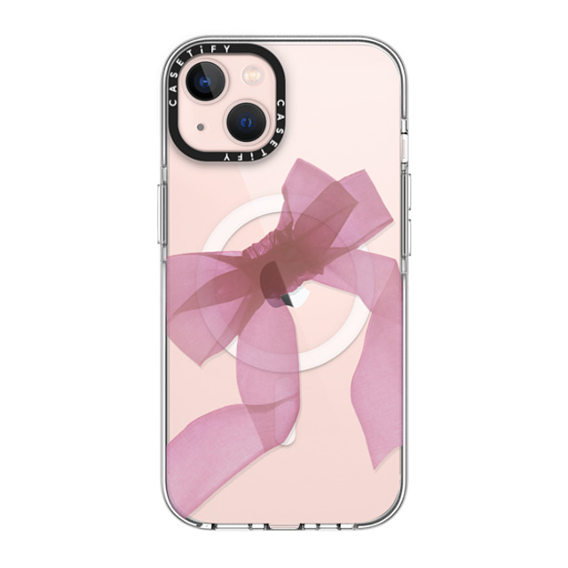 CASETiFY iPhone 13 ケース クリア クリア ケース MagSafe対応 Cottagecore Pink Organza Ribbon