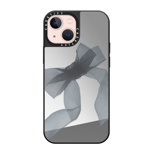 CASETiFY iPhone 13 Mini ケース Silver on Black ミラーケース MagSafe対応 Ribbon,Y2K Ribbon,Y2K Black Organza Ribbon Mother's Day CASETiFY iPhone 13 Mini ケース Silver on Black ミラーケース MagSafe対応 Ribbon,Y2K Ribbon,Y2K Black Organza Ribbon Mother's Day