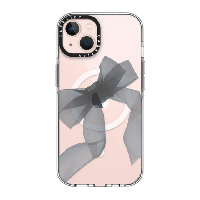 CASETiFY iPhone 13 ケース クリア クリア ケース MagSafe対応 Ribbon,Y2K Black Organza Ribbon