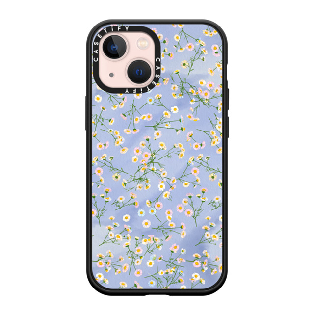 CASETiFY iPhone 13 Mini �P�[�X �}�b�g�u���b�N �C���p�N�g�P�[�X MagSafe�Ή� Floral �t���[���� Pressed flowers dainty - blue