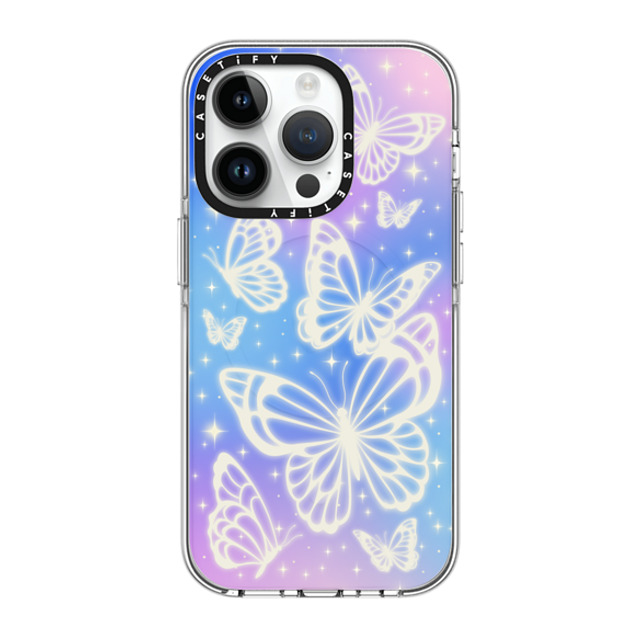 CASETiFY iPhone 14 Pro ケース クリア クリア ケース MagSafe対応 Butterfly,Nature,Pastel,Maximalism,Pastel,Butterfly Butterfly Aurora