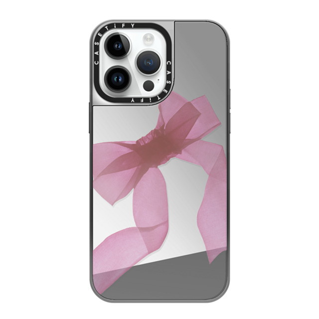 CASETiFY iPhone 14 Pro Max Case シルバー (シルバーバンパー) ミラーケース MagSafe対応 Ribbon,Cottagecore Pink Organza Ribbon CASETiFY iPhone 14 Pro Max Case シルバー (シルバーバンパー) ミラーケース MagSafe対応 Ribbon,Cottagecore Pink Organza Ribbon