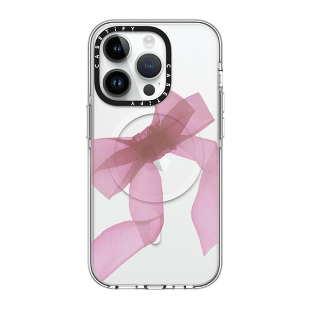 CASETiFY iPhone 14 Pro ケース クリア クリア ケース MagSafe対応 Cottagecore Pink Organza Ribbon