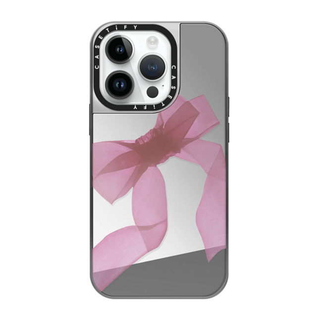 CASETiFY iPhone 14 Pro Case シルバー (シルバーバンパー) ミラーケース MagSafe対応 Ribbon,Cottagecore Pink Organza Ribbon CASETiFY iPhone 14 Pro Case シルバー (シルバーバンパー) ミラーケース MagSafe対応 Ribbon,Cottagecore Pink Organza Ribbon