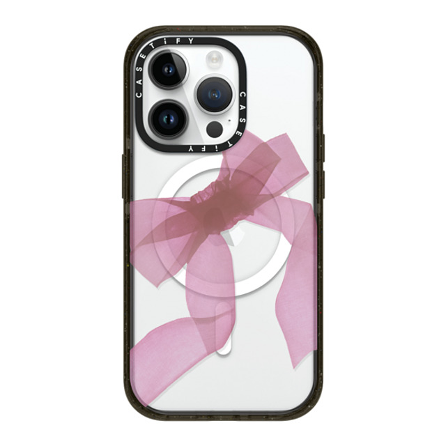CASETiFY iPhone 14 Pro Case Glossy Black Impact Case MagSafe Compatible Ribbon,Cottagecore Pink Organza Ribbon CASETiFY iPhone 14 Pro Case Glossy Black Impact Case MagSafe Compatible Ribbon,Cottagecore Pink Organza Ribbon