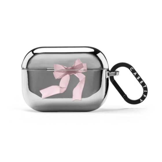 Mirror AirPods Pro 2 Case - Pink Organza Ribbon
