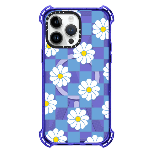 CASETiFY iPhone 14 Pro Max ケース Peri Purple バウンスケース Checkered,Floral,Floral,Pattern,Preppy,Y2K Daisy Checkers