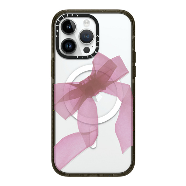 CASETiFY iPhone 14 Pro Max ケース ブラック インパクトケース MagSafe対応 Cottagecore Pink Organza Ribbon